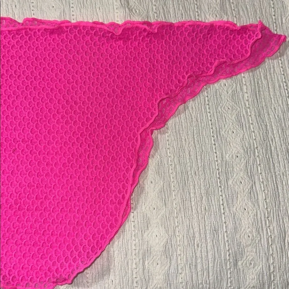 XS-S 160 Bright Pink Honey Comb Textured Bikini Set and Side Tie Cover Up
